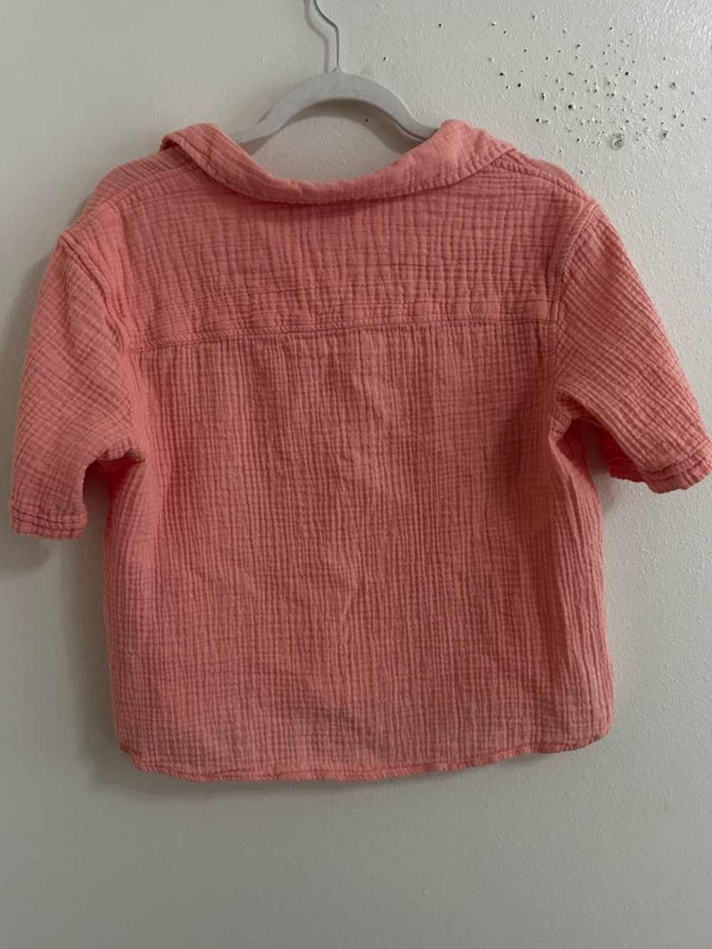 LL Bean light pink 100% cotton gauze collared top - Picture 4 of 4